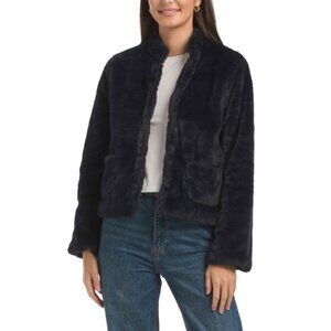 DRA Navy Kyler Faux Fur Jacket